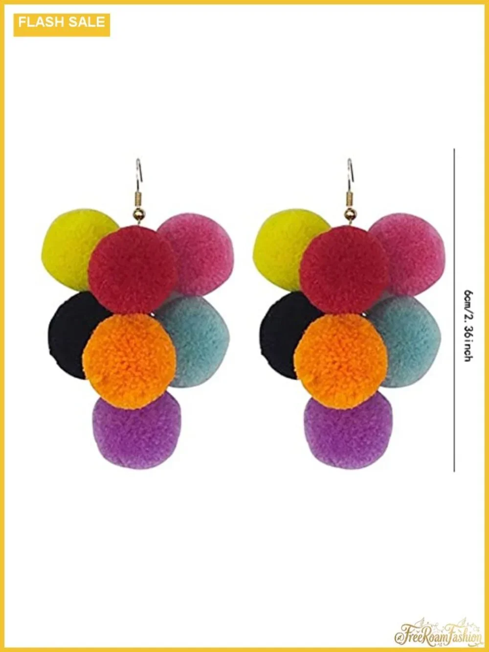 Boho Fur Ball Dangle Drop Earrings Hypoallergenic Lightweight Gift